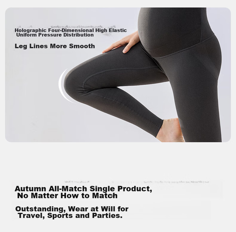EMXEE New Camellia Oil Maternity Shark Leggings, Maternity Wear, All-Season New Style, Maternity Outdoor Yoga Pants, Slimming Black L 30