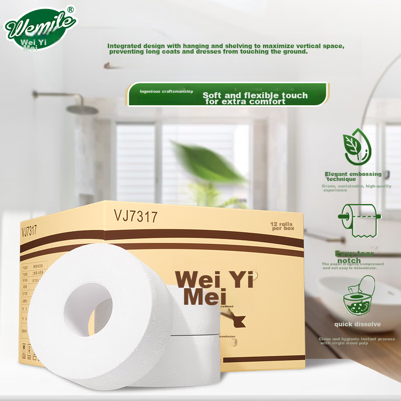 Рулонная туалетная бумага Weiyimei, 4 слоя, 400 г/рулон, 12 рулонов в упаковке, для отелей и ванных комнат, VJ7317
