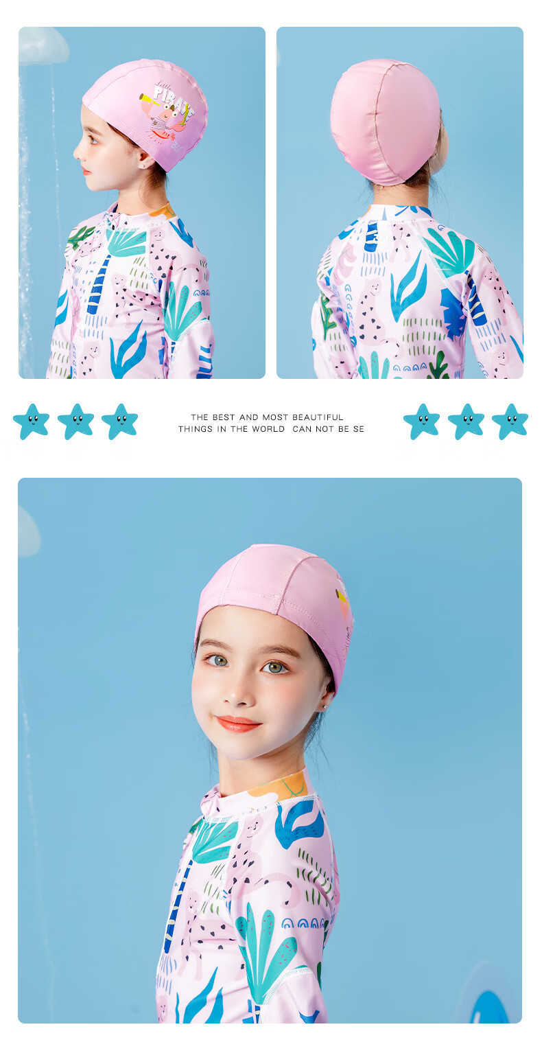 361° Children's Swimming PU Cap, Sports Hat for Boys And Girls, Fashionable Cute Cartoon Waterproof Comfortable Non-Binding Swimming Cap, Pink 5