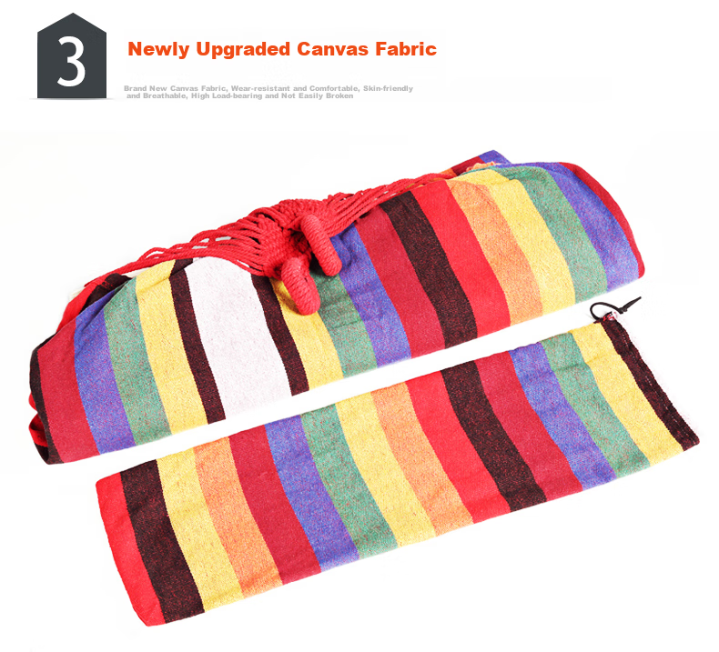 TAN XIAN ZHE Outdoor Camping Leisure Thickened Wide Canvas Hammock, Indoor Curved Wood Anti-Rollover, Single Red Crescent Hammock 5