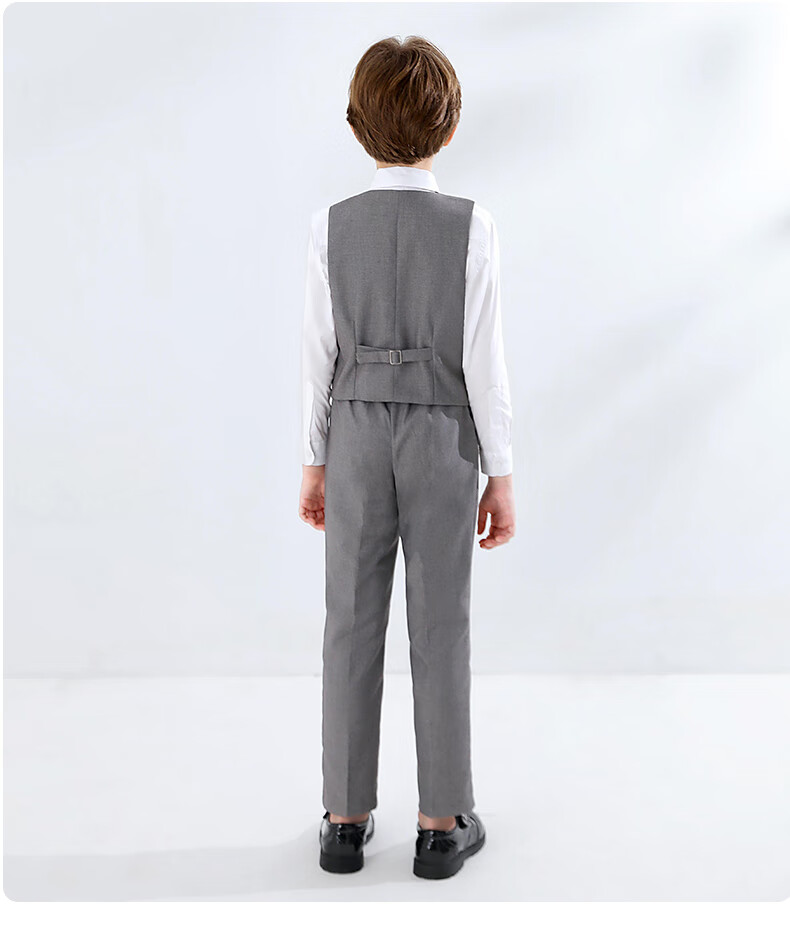 Yinuofang Children's Suit Vest Set Boys' Performance Outfit Gray Formal Wear High-End Gray: Vest Set 170CM 19