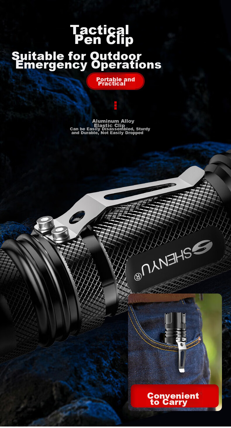 SHENYU Flashlight, High-Power Handheld Torch, Compact Mini Zoomable Long-Range Ultra-Durable Super Bright Outdoor Cycling Light 11