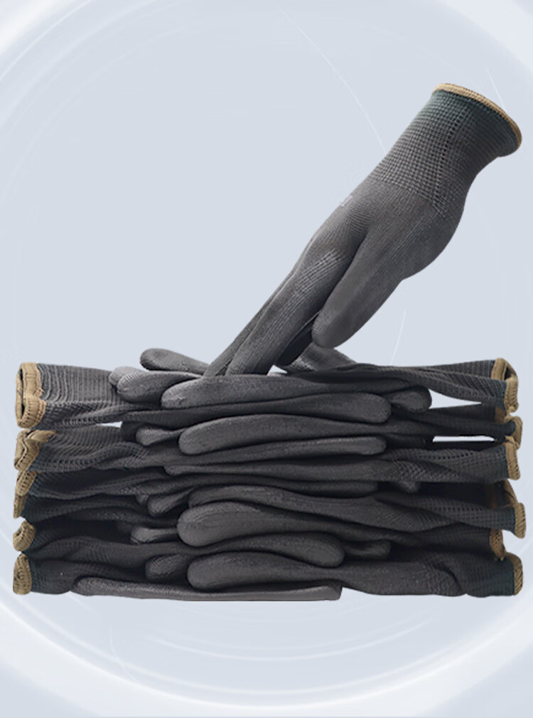 Xinyuechanghui PU Coated Gloves, 12 Pairs/pack, Nylon Work Gloves, Non-Slip Wear-Resistant Protective Work Gloves, Black L Size, PU508 3