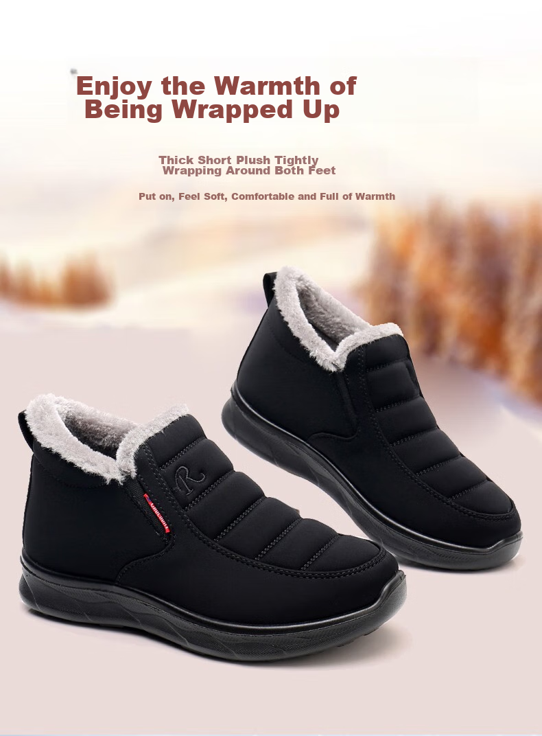 Ankang Winter Fleece-Lined Cotton Shoes, Traditional Beijing Cloth Shoes for Women, Middle-Aged And Elderly Waterproof Mom Shoes AK78896 Red 37 3
