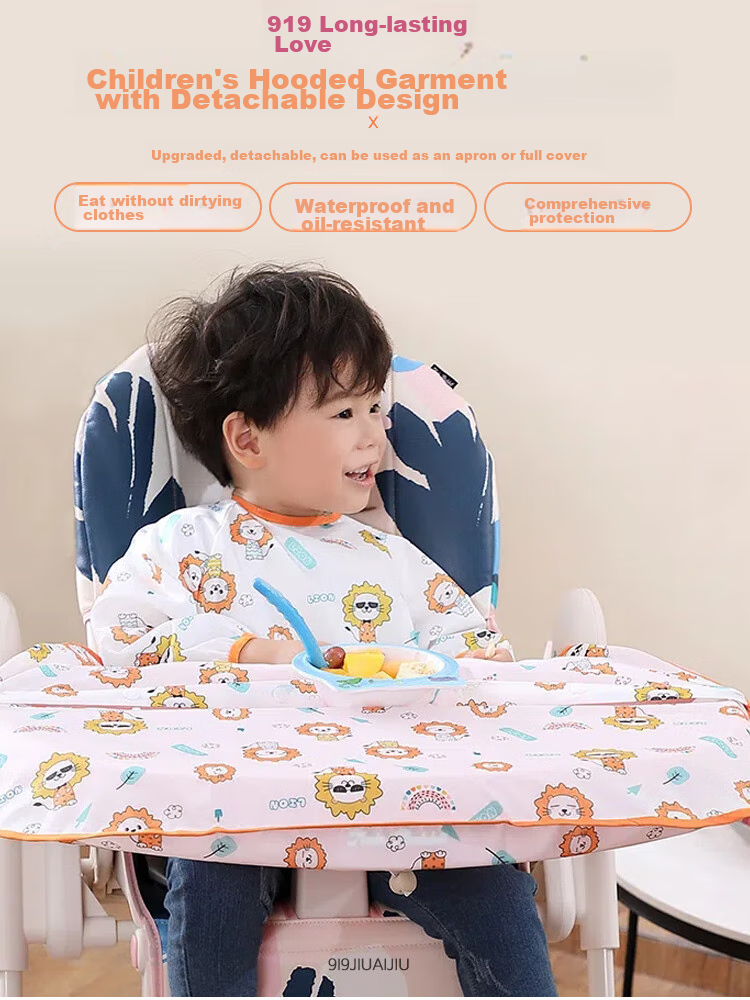9I9 Baby Dining Cover Chair Set, Waterproof Detachable Infant Anti-Dirt Apron, Long Sleeve Bib A22 1