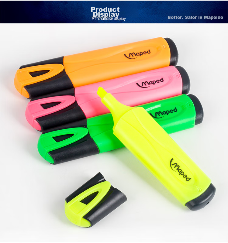 Maped Fluorescent Pen Set of 4 Colors, Highlighter Markers for Emphasis And Note-Taking, Thick-Tip Pens for Children, Students, Journaling, Drawing, Office Use, Study Stationery 740916CH 10