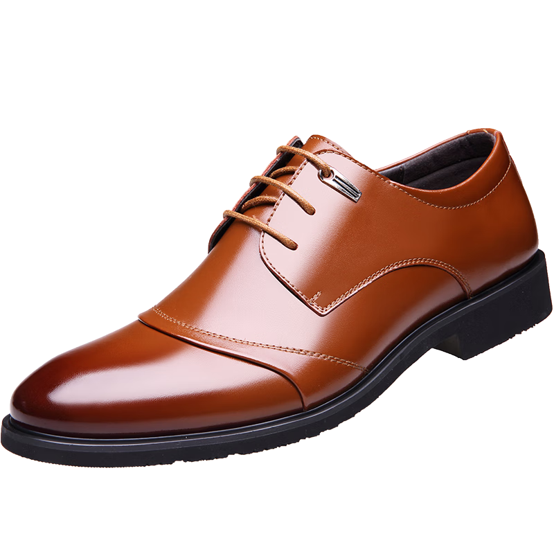 CARTELO Leather Shoes for Men, Business British Style Cowhide Formal Shoes, Autumn And Winter Men's Wedding Shoes, Fleece-Lined Shoes for Men 513, Brown, Size 38