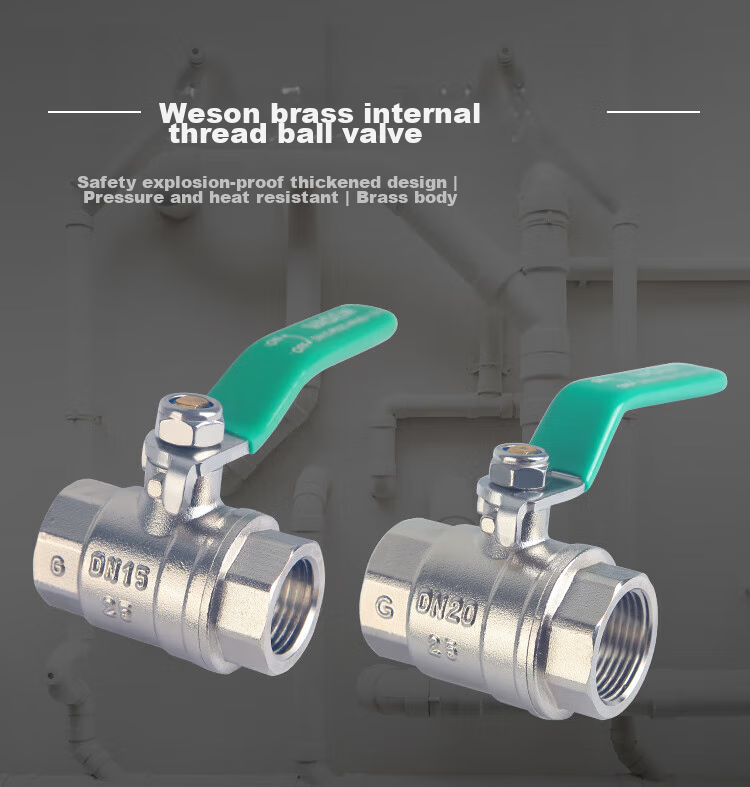 Weixing Double Internal Thread Ball Valve, 6 Points DN20 Brass Main Valve, Suitable for Both Cold And Hot Water, Large Diameter Kitchen Tap Valve 2