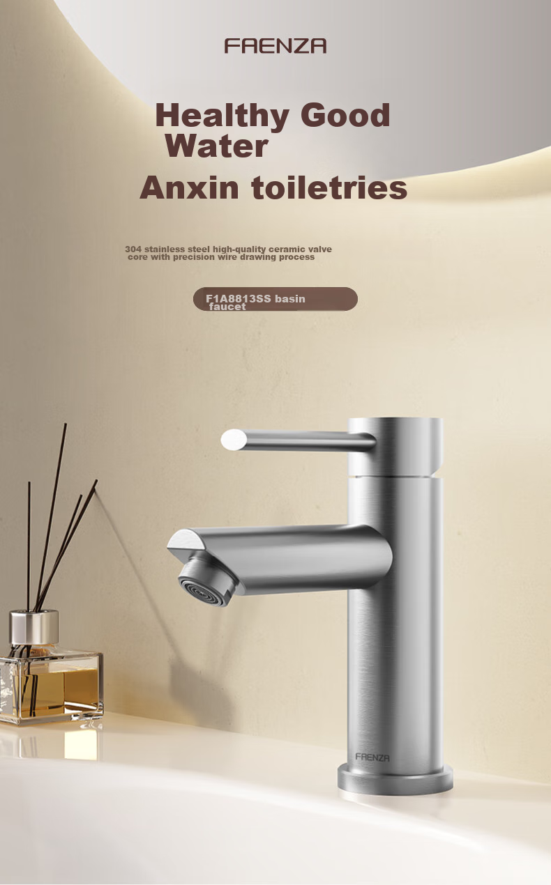 FAENZA Household Bathroom Sink, Stainless Steel Hot And Cold Dual Control Brushed Bathroom Basin Faucet, F1A8813SS 1