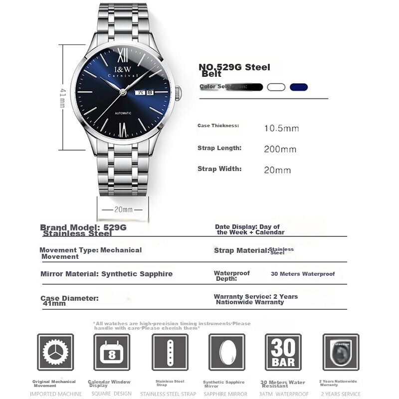 Aiwochi Swiss Iw Watch, Men's Fully Automatic Mechanical Watch, Men's Luxury Timepiece, 2026 New Model, Official Brand Authentic Product, Top Te