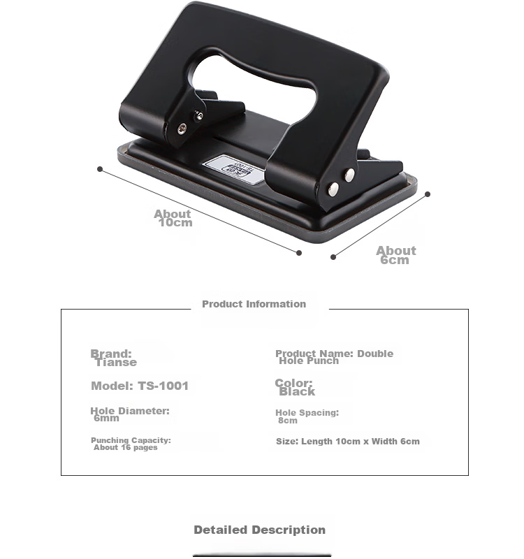 TIANSE Adjustable Four-Hole Puncher, Three-Hole Binder Paper Puncher, Adjustable Hole Spacing, A4 File Paper with Four Holes, Office Stationery, TS-1003 Black 3