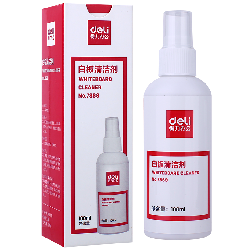 Deli 100ml Pump Spray Cleaner for Whiteboard, Blackboard, Green Board, Drawing Board, Whiteboard Accessories, Eraser Removal Liquid, Cleaning Agent, Cleaning Solution, Stain Remover, Cleaning Liquid 7869