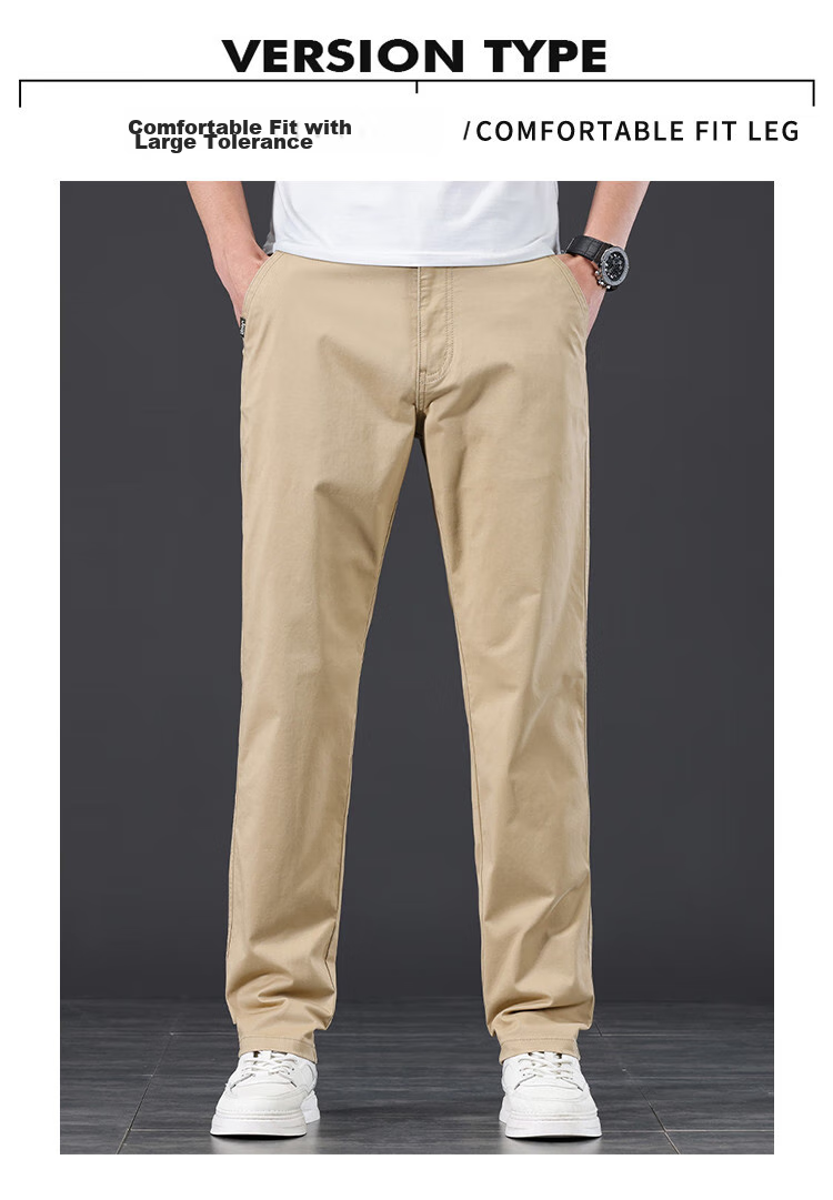 JEEP High-End Men's Casual Pants, 2026 New Summer Thin Loose Straight-Leg Business Pure Cotton Trousers for Me 4