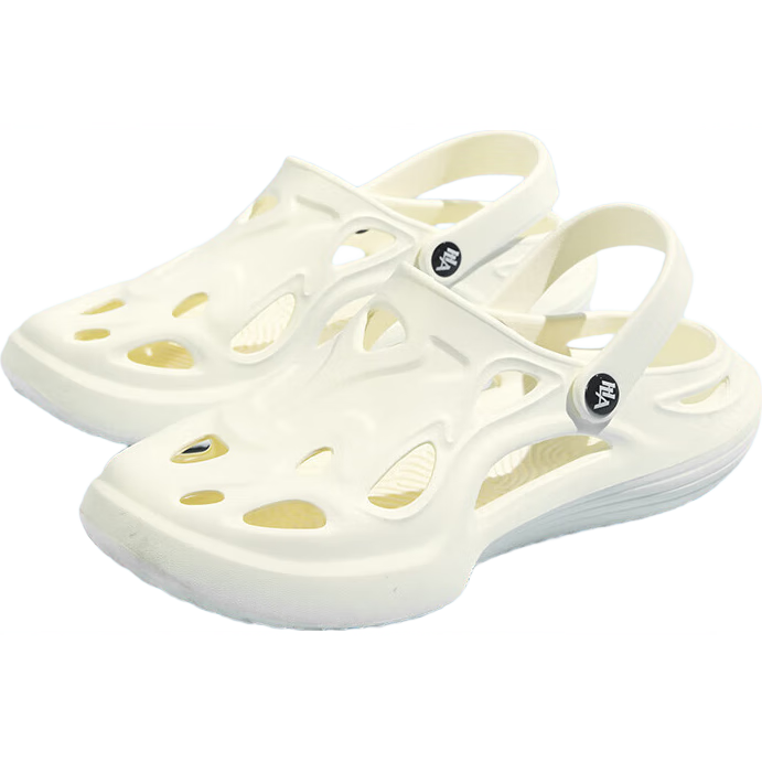 HLA Sandals, Men's Hole Shoes, Closed-Toe Comfortable Slippers HAALXM2DBK120, Beige, Size 42/43 (Dual Size)