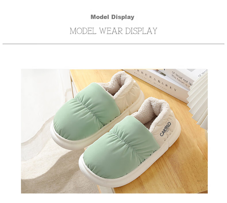 CARTELO Cotton Slippers for Women, Winter Heel-Covered Fleece-Lined Warm Maternity Shoes Cotton Footwear 1008M Green Size 36-37 8