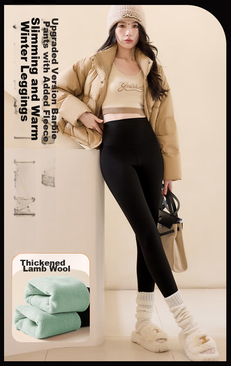 LangSha Lamb Fleece Shark Pants for Women, Outer Wear, Autumn And Winter, Thickened And Fleece-Lined, New Style Leggings, High-Waist, Warning Yoga Shark Pants 1