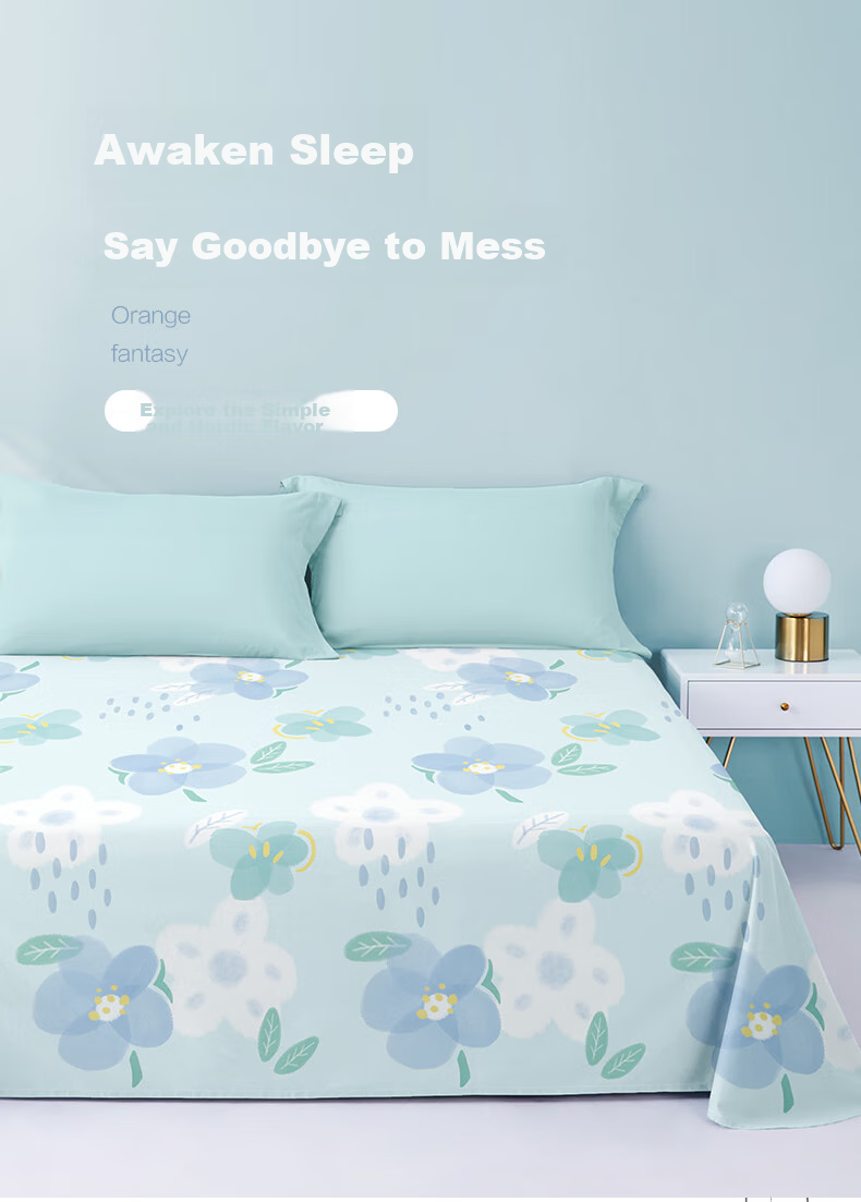 BEYOND Home Textiles Pure Cotton Bed Sheet with Printed Pattern, All-Cotton Bedspread, Single Piece Set, Floral Pattern, 200*230cm 1