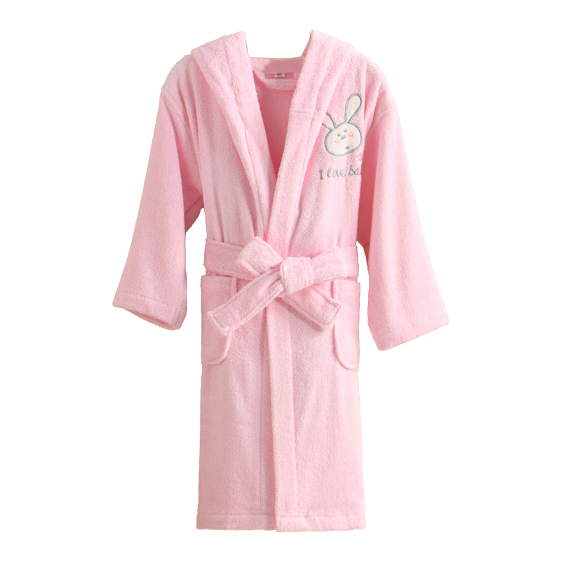 Zhuyibai Cotton Children's Bathrobe, Thickened for Older Kids, Cartoon Towel Fabric, Boys And Girls Home Bathrobe, Size L, Pink