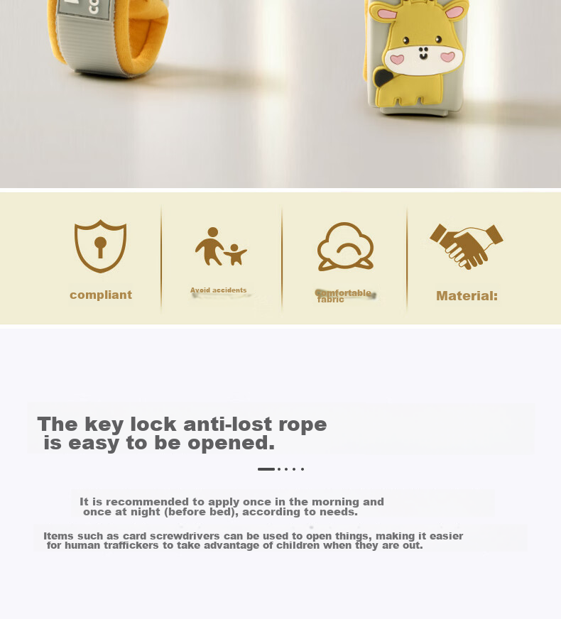 Hengkaili Children's Anti-Lost Strap with Leash, Baby Anti-Lost Wristband, Child Safety Device, Cartoon Password Lock, Anti-Lost Rope 3