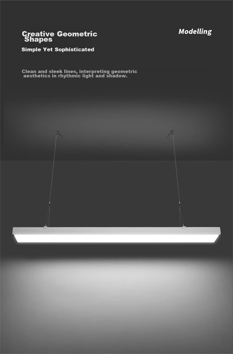 NVC LED Pendant Light for Office, Mall, Shop, Minimalist Long Strip Light, Iron Art Lamp Body, Black Frame Spotlight, 50W Cool White 7