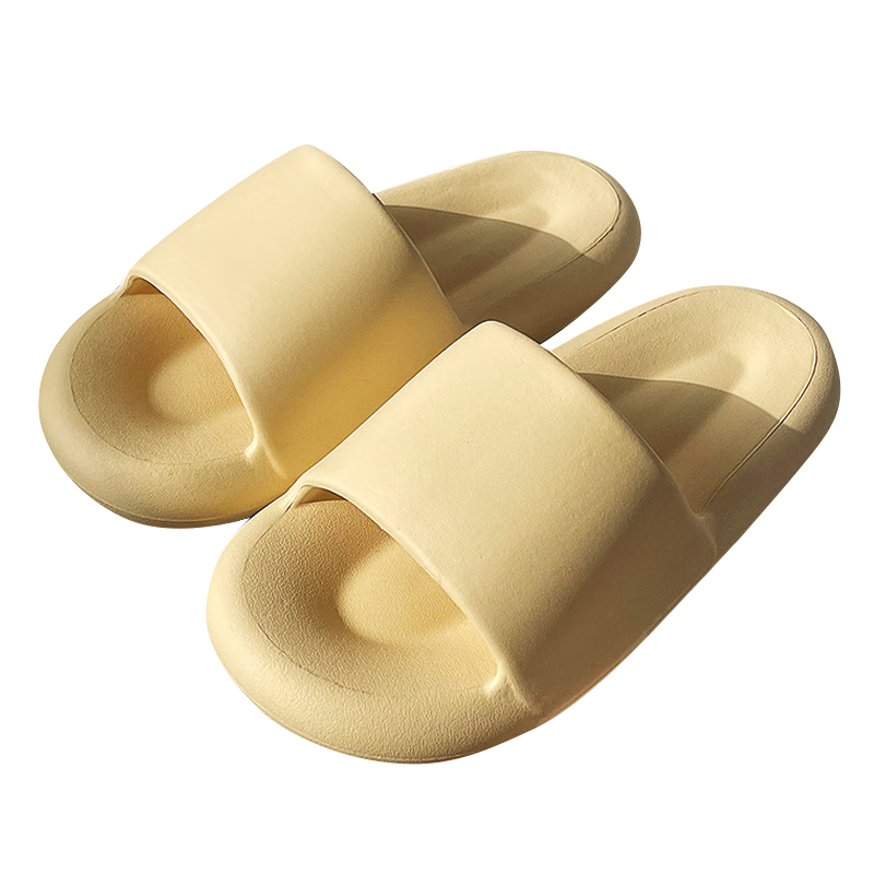 GUOLUOFEI Squishy Feeling Slippers for Women And Men, Summer Home Couple Bathroom Shower Outdoor Thick-Soled Sandals, Milk Coffee Color, Size 38-39