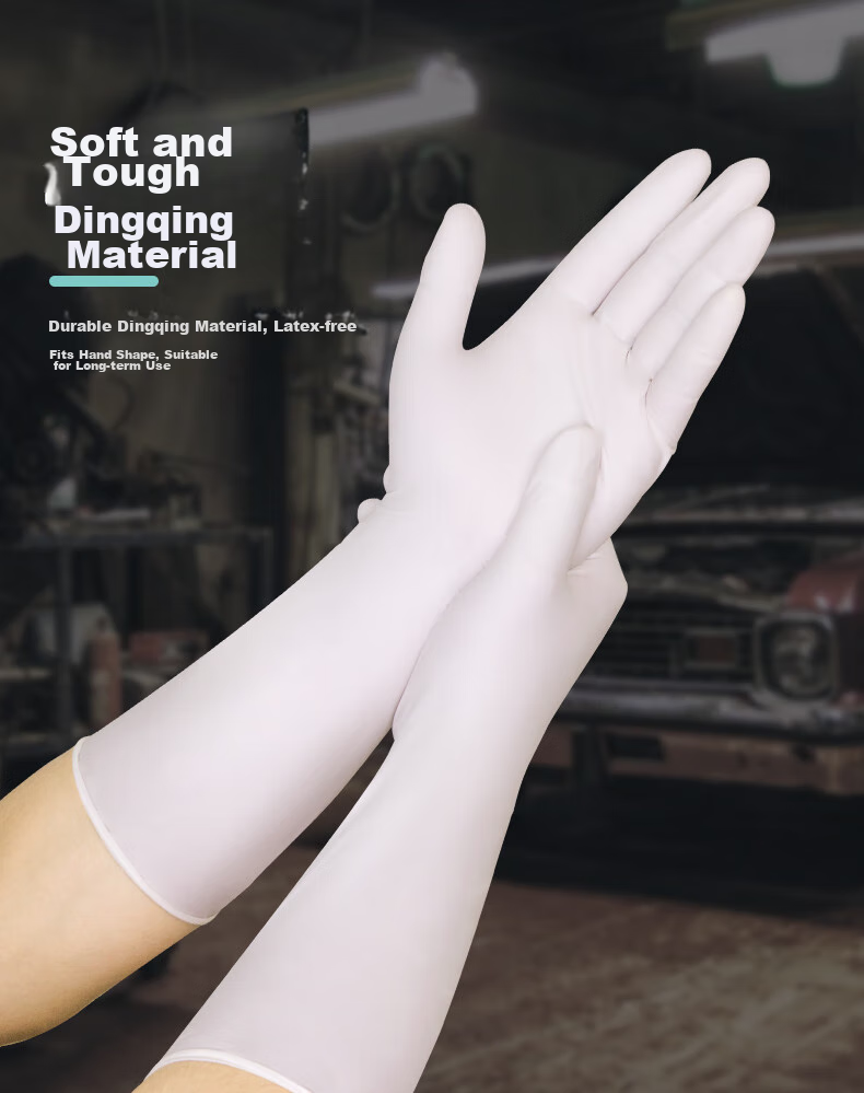 Jiazhanli Disposable Nitrile Gloves, 15-Inch Extended And Thickened, for Laboratory And Industrial Protection, 10 Pieces/bag, White, Size M 3