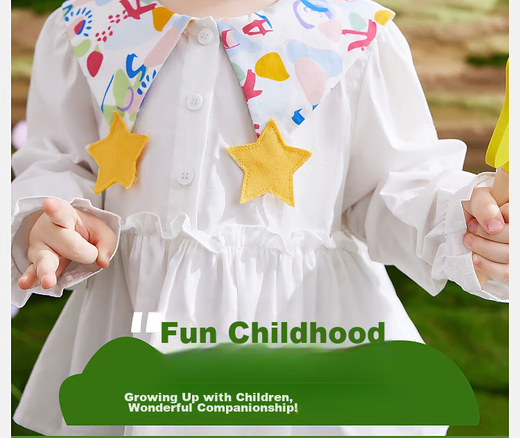 ASK JUNIOR Girls' Shirt, Autumn 2026, Toddler Star Pattern, Large Lapel Collar, Ruffle Hem, Children's Casual Shirt, White, Size 100 3