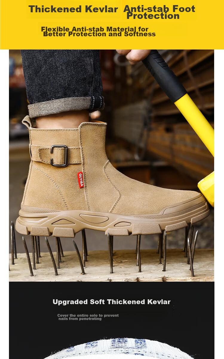 JUNBU Welding Safety Shoes for Men, High-Top Steel Toe Cap, Anti-Smashing, Anti-Puncture, Comfortable, Wear-Resistant Work Boots 0282F Size 45 6