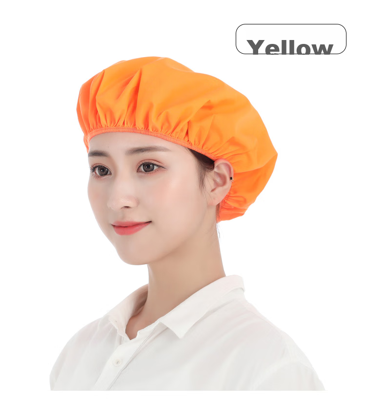 Pinzhide PTH020 Women's Work Cap, Dust-Proof Breathable Hooded Elastic Hygienic Kitchen Chef Hat for Factory Workshop, Washable Cotton, White, 2-Pack 8