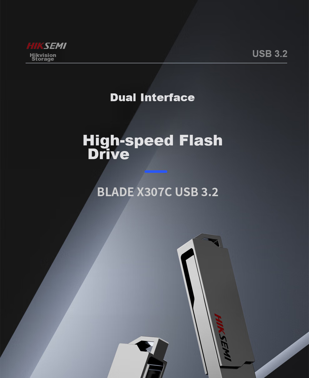 HIKVISION 128GB Type-C Dual Interface USB Flash Drive Large Capacity X307C USB3.2 High-Speed Dual-Head Flash Drive Compatible with Apple And Huawei Computers for Mobile Office Use 1