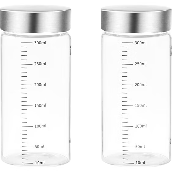 Baijie Glass Bottles for Chinese Herbal Medicine, Bird's Nest, High-Temperature Resistant Sealed Jars, Honey, Chinese Medicine Cups, Storage Containers, 300ml*3