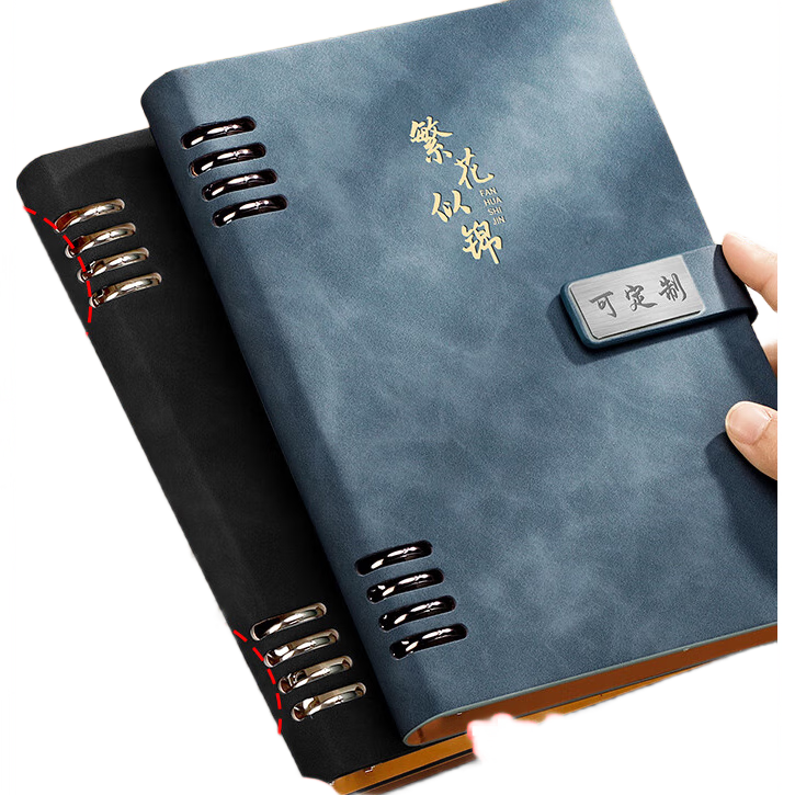 Ujia Loose-Leaf Notebook, Stationery for Business And Office Use, Thick Removable Cover, Meeting Record Book, Aesthetically Pleasing Diary, Customizable, Blue