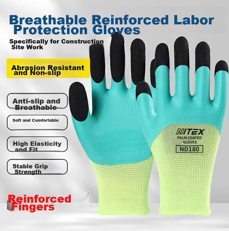 SHENGLI Work Gloves, Gardening Gloves, Wear-Resistant, Non-Slip, Thin, Latex-Coated, Highly Elastic, Breathable Rubber Gloves, for Handling And Work, ND150S, 12 Pairs 15