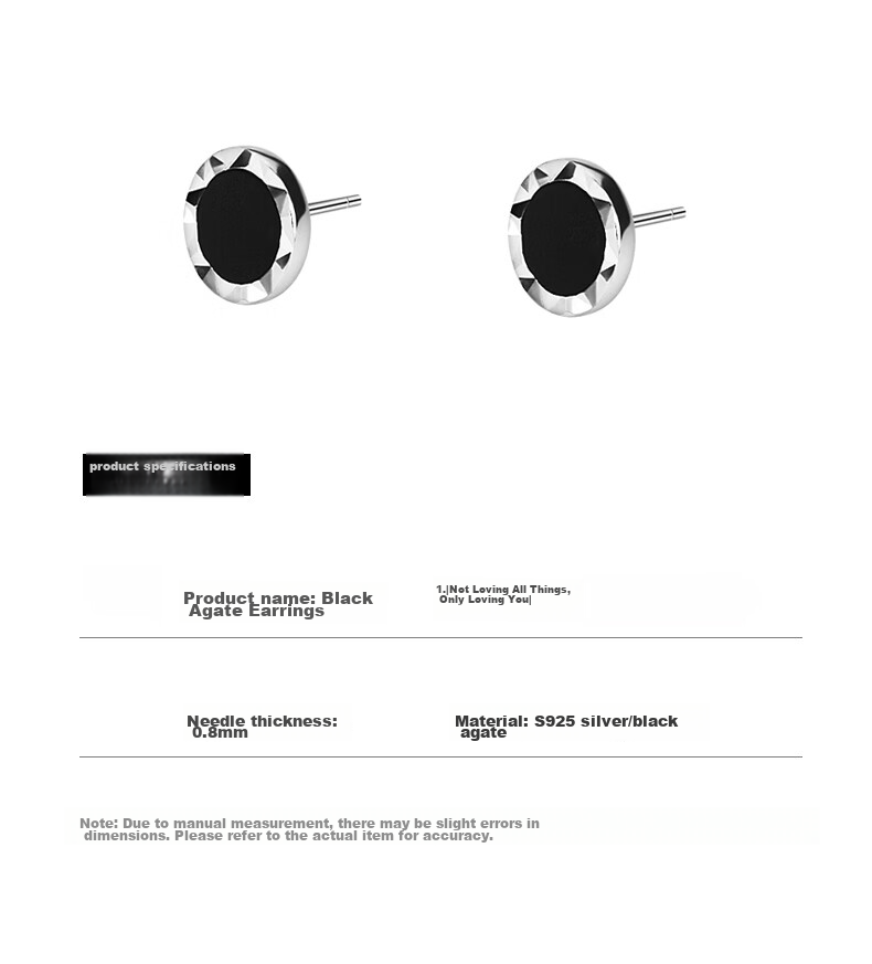 Dijing 925 Sterling Silver Stud Earrings for Men, Single Pair, Cool And Stylish High-End Look, Black Earrings, Birthday Gift for Me 3