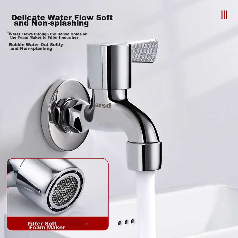 Larsd Mop Sink Faucet, Single Cold Quick-Open Tap, Extended Faucet for Mop Sink