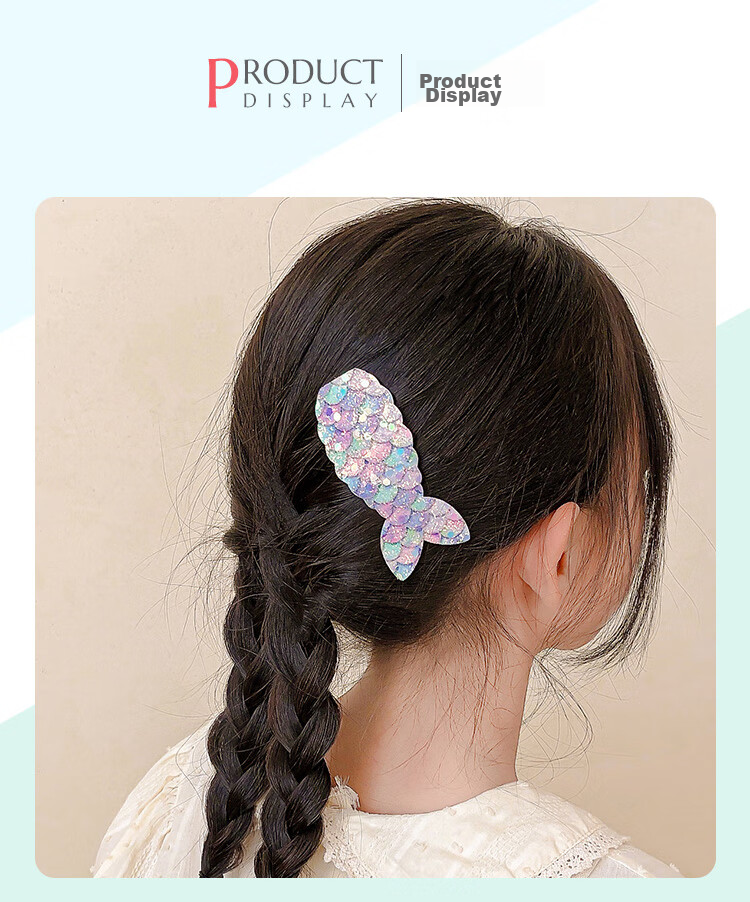 CHIMERA 6-Piece Children's Bangs Hair Clips with Sequins And Fish Scale Mermaid Tails BB Clips for Girls, Mid-Autumn Festival Gift 10