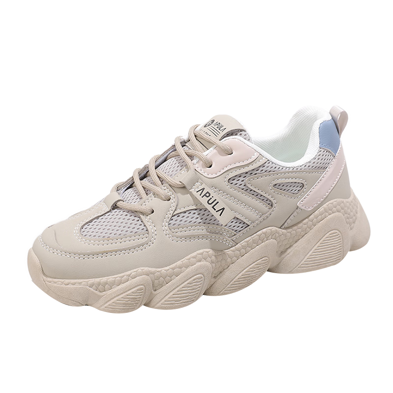CARTELO Women's Chunky Sneakers, Spring Sports Casual Shoes, Lightweight Mesh Running Shoes for Women, 1173 Beige, Size 38