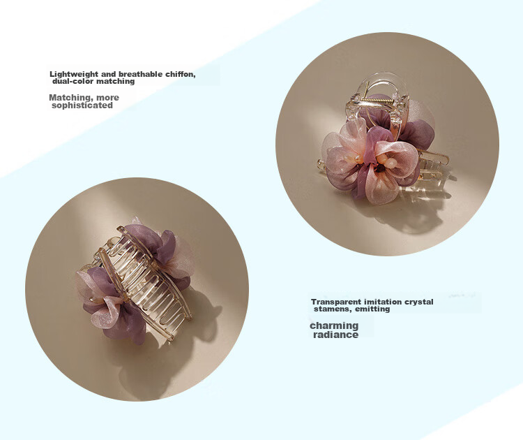 CHIMERA AB-Side Floral Hair Claw Clip, Shark Clip, Back of Head Hair Accessory, High-End Hairpin, Hair Ornament, Birthday Gift for Wome 10