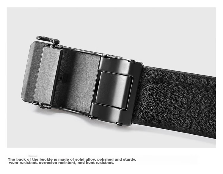 HONGU Men's Belt, Top-Grain Leather, Automatic Buckle, Waist Belt, Gift Box Packaging, 115cm, Birthday Present 12