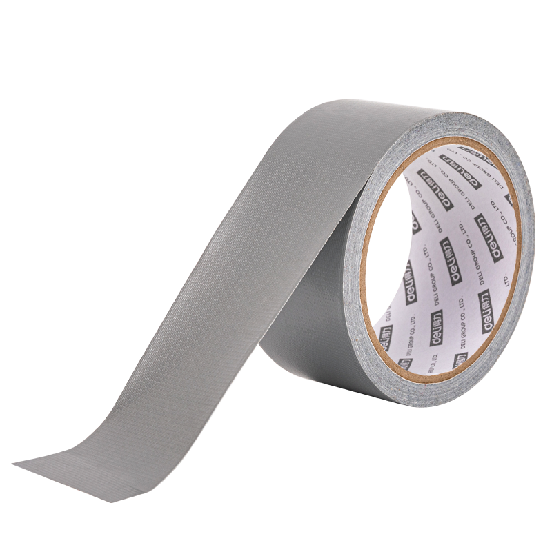 Deli Heavy-Duty Cloth Tape, High Adhesion Wear-Resistant Waterproof Tape, 48mm*10m*230μm, Carpet Fixing Pipe Repair Anti-Hurricane Sealing, Silver Gray 1 Roll 52001