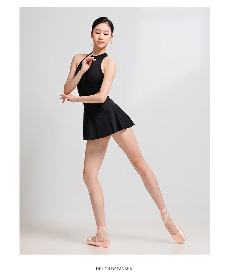 Sansha Ballet Dance Practice Leotard for Adult Women with Halter Neck, Lace Dance Bodysuit for Gymnastics And Figure Training, Black, 2XL 11