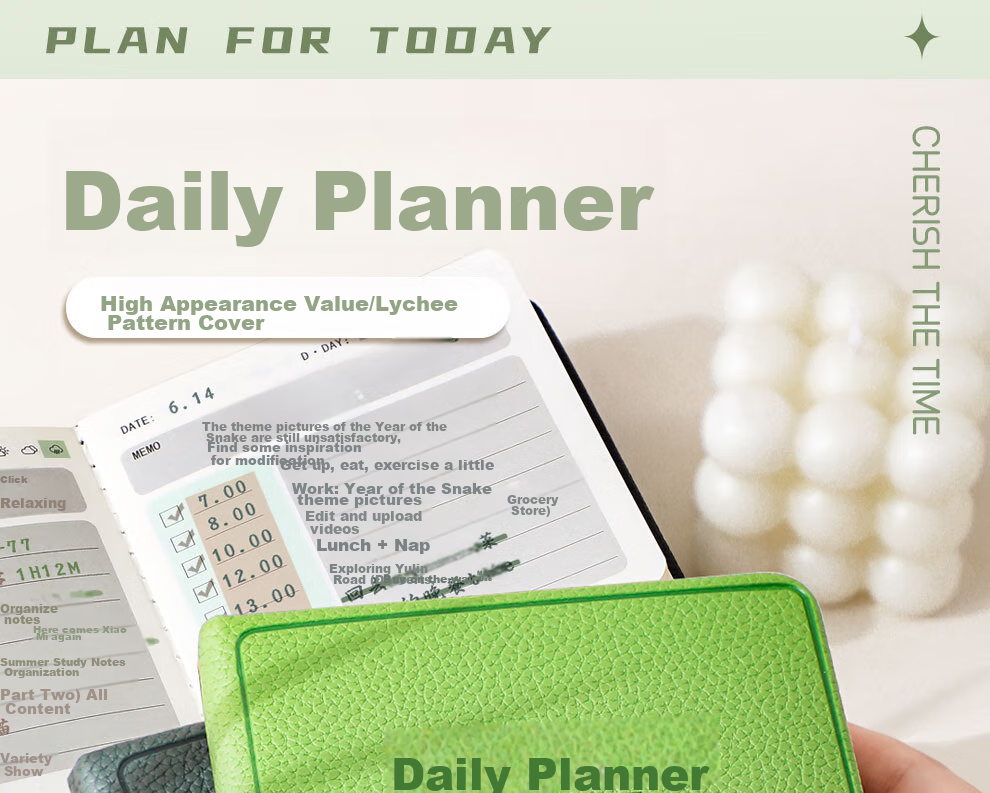Faramon Daily Planner, Portable Mini Pocket Notebook, Square Notepad, Stylish Time Management, Self-Discipline Check-In Schedule Book, Thickened Work And Study Journal, Gray 1