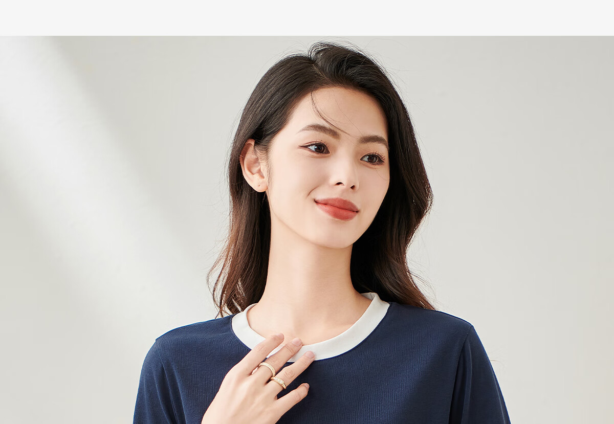 Chushen Spring And Autumn Long-Sleeve T-Shirt for Women, Round Neck with Letter Print, Versatile Color-Block Layering, Commuter Base Shirt Top S143T2024 3