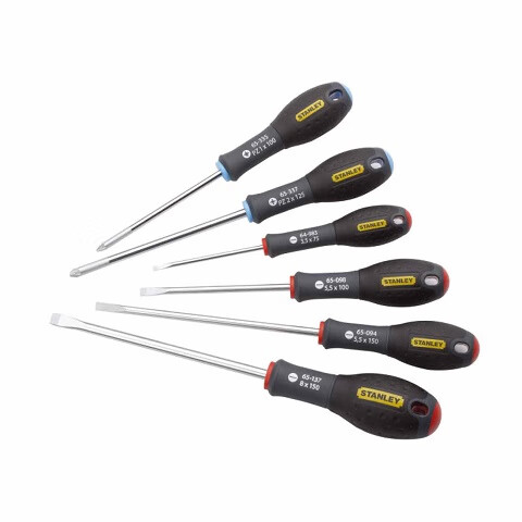 STANLEY 6-Piece Household Set with Three-Color Handles, Non-Slip Flathead And Phillips Screwdriver Set 65-428