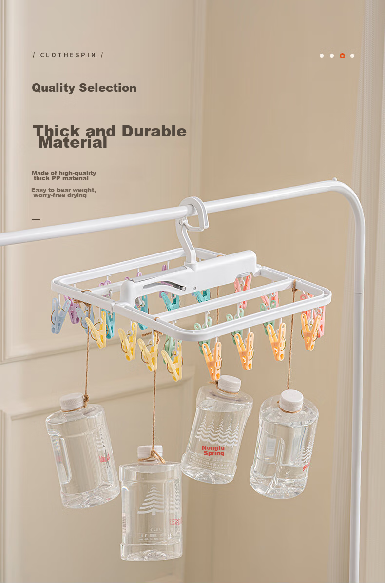 JEKO&JEKO Folding Clothes Hanger Sock Clips Baby And Children's Clothes Clips Underwear Travel Portable Clothes Hanger with 28 Clips 4