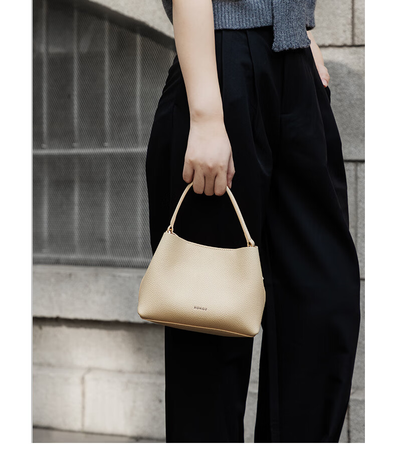 HONGU Women's Handbag, High-Quality Cowhide Leather, Fashionable Shoulder, Handheld And Crossbody Bag, Versatile Bucket Bag, Birthday Gift for Girlfriend 12