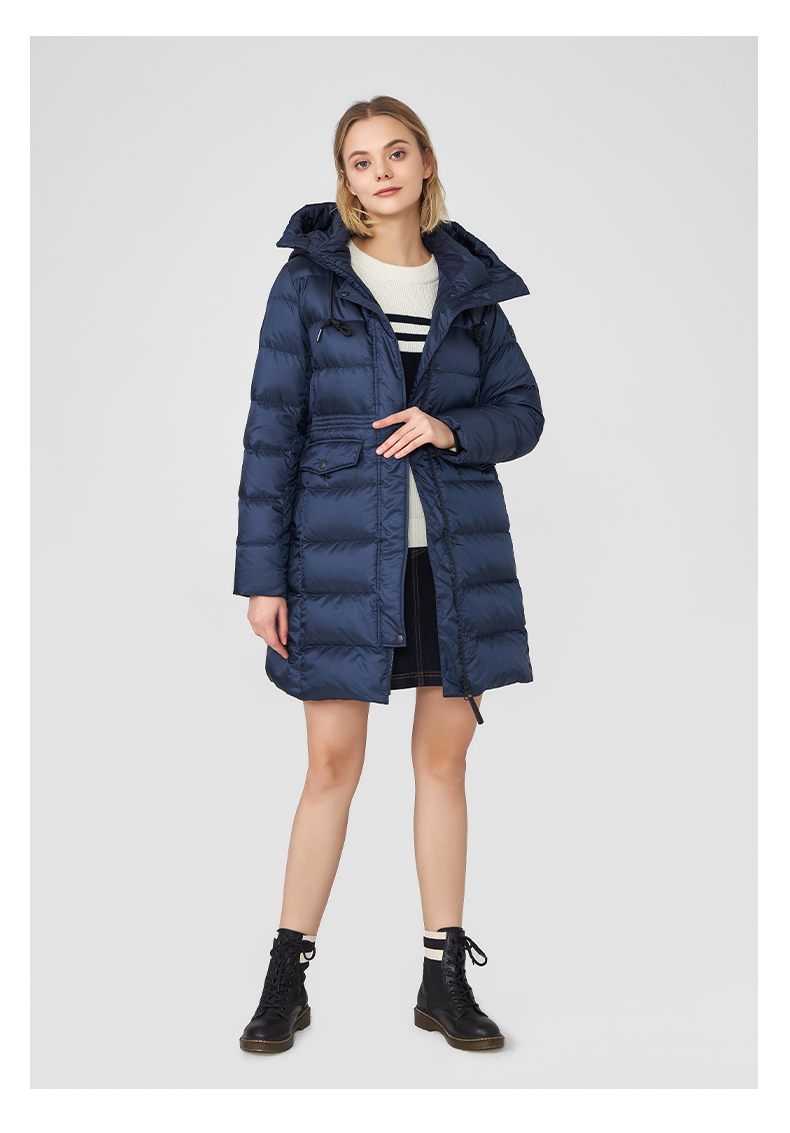 lafuma乐飞叶鹅绒羽绒服女冬季防泼水保暖中长款外套 lfju1dh62 雾灰g