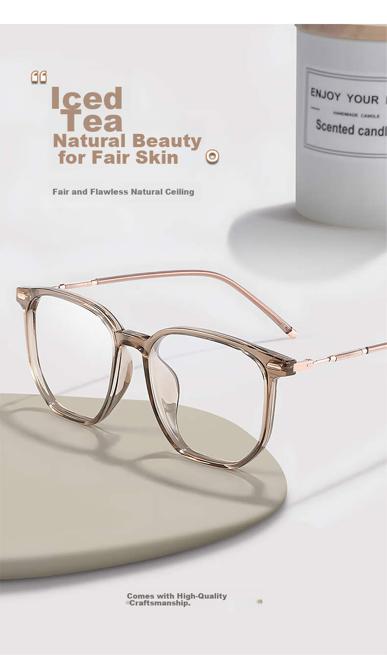 CAPONI Anti-Blue Light Glasses for Women with Myopia, Photochromic Non-Prescription Glasses for Men, Ultra-Light Cold Tea Frameless Glasses, Can Be Fitted with Prescription Lenses And Astigmatism Correctio 2