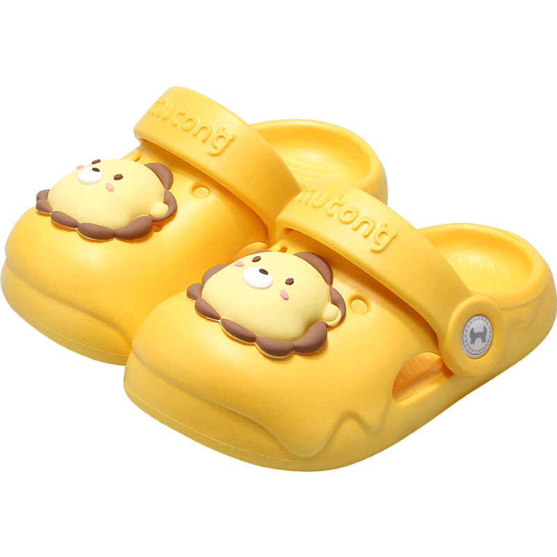 Mutong Children's Slippers, Boys' Sandals, Soft-Soled Girls' Cartoon Bath Shoes, Infant Home Slippers, Nai Shi Yellow, Size 140
