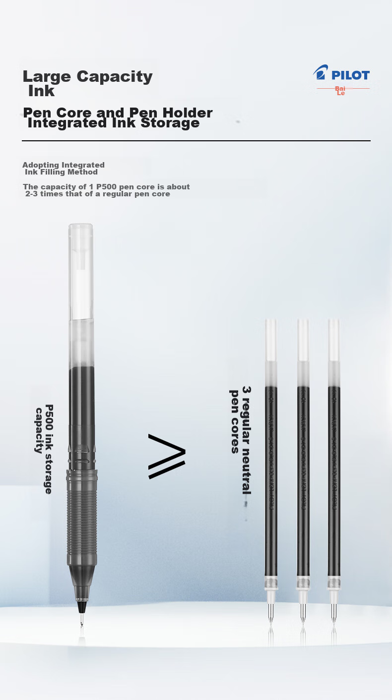 PILOT P500 Gold Label Blue Gel Pen, 0.5mm, Signature Pen, Business Direct Liquid Rollerball Pen, Student Exam Writing Pen, High-Quality Office Stationery, 1 Piece 7
